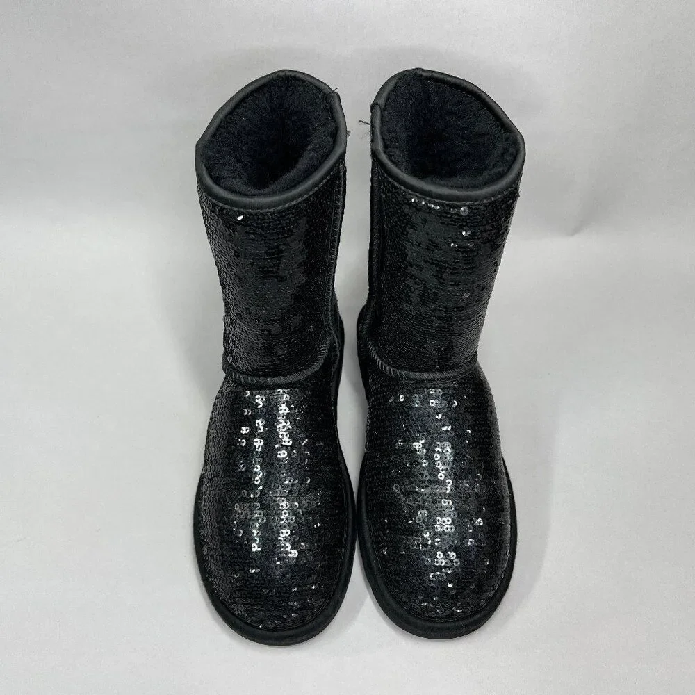 UGG Women's Size 6 Classic Short Black Sequin‎ Winter Boots